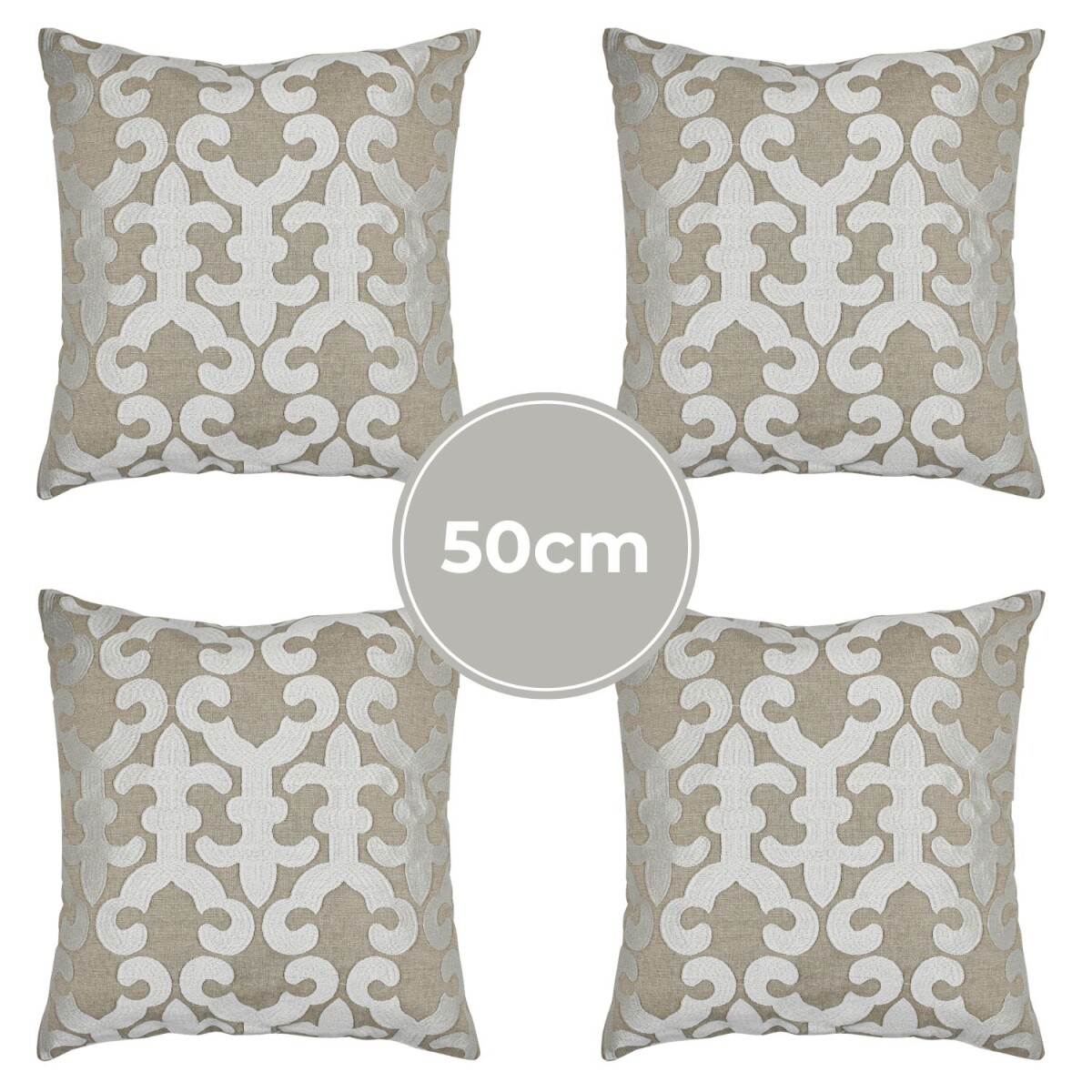 4er Set Kissenbezug Handgefertigt Kayon Weiss 50x50cm | Boho