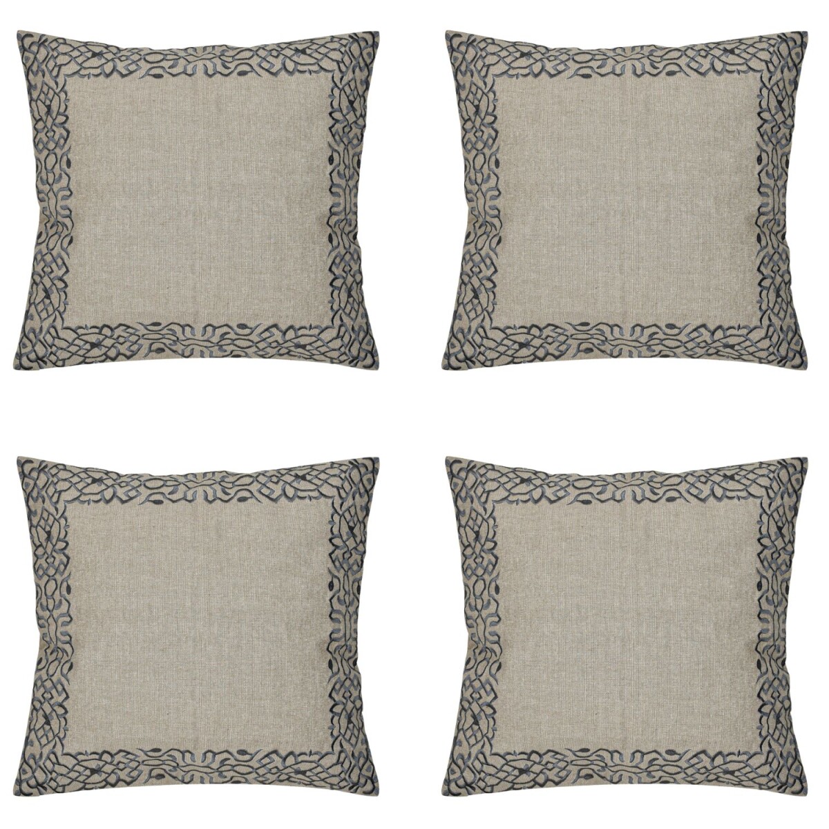 4er Set Kissenbezug Handgefertigt Frisia Grau 40x40cm | Boho