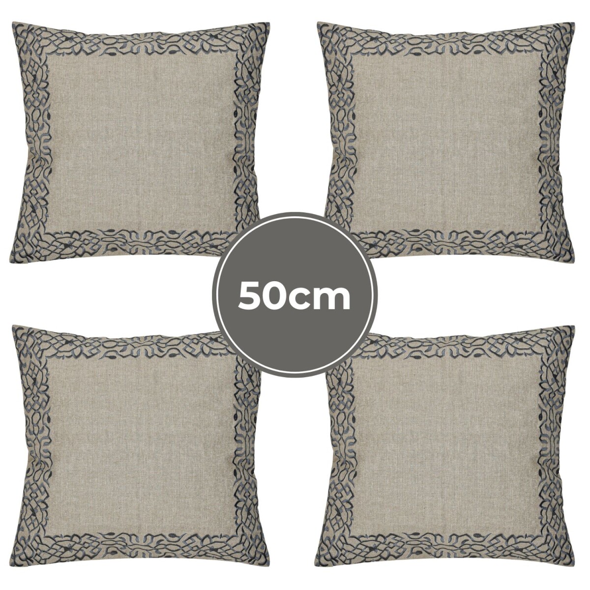 4er Set Kissenbezug Handgefertigt Frisia Grau 50x50cm | Boho