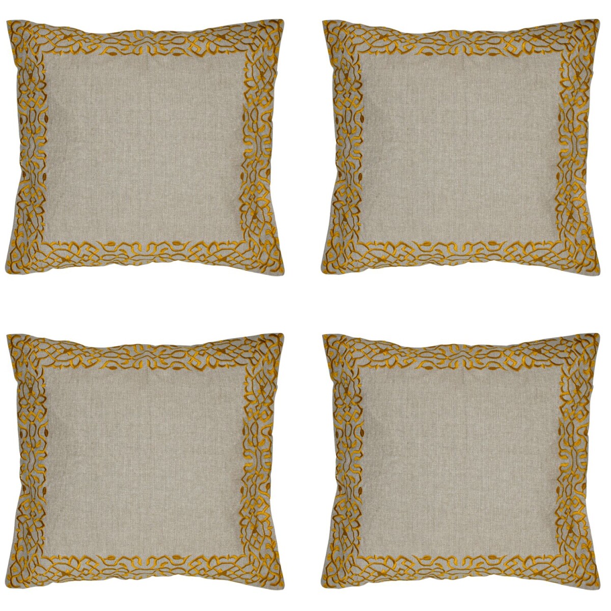 4er Set Kissenbezug Handgefertigt Frisia Gold 40x40cm | Boho