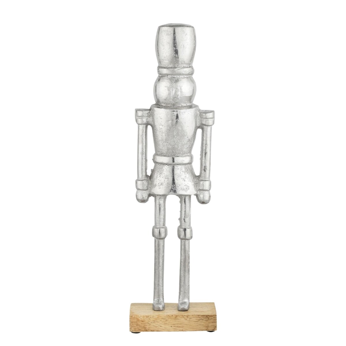 Dekofigur Nussknacker 32cm Silber Aluminium auf Holzsockel H