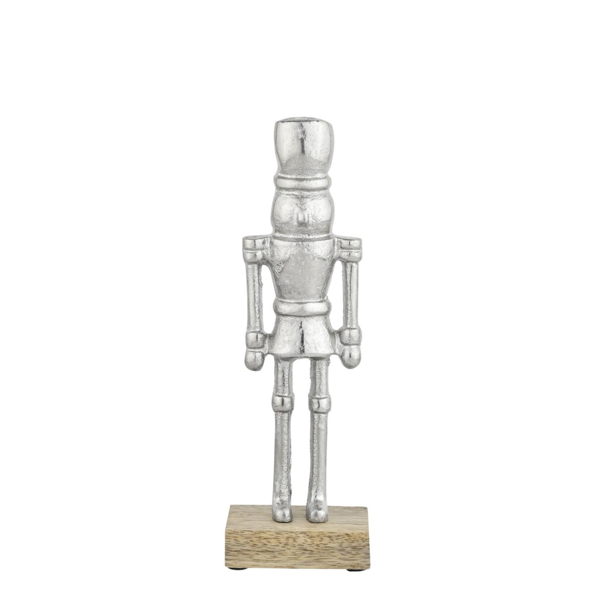 Dekofigur Nussknacker 22cm Silber Aluminium auf Holzsockel H