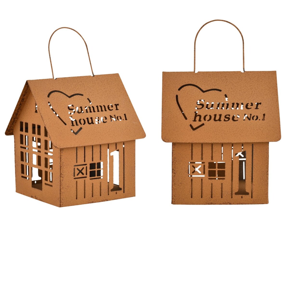 2er set Häuserzeile Teelichthalter Nordlicht rost B 12c