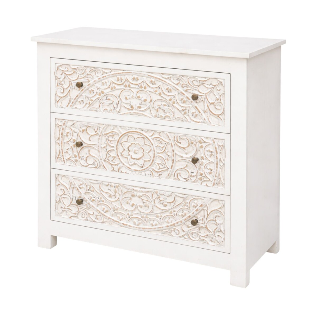 Kommode Saguna aus Massivholz handgeschnitzt Boho Vintage 90