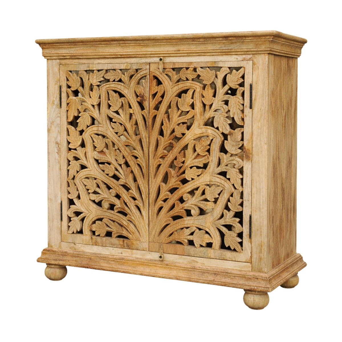 Kommode Saheera aus Massivholz handgeschnitzt Boho Stil 82cm