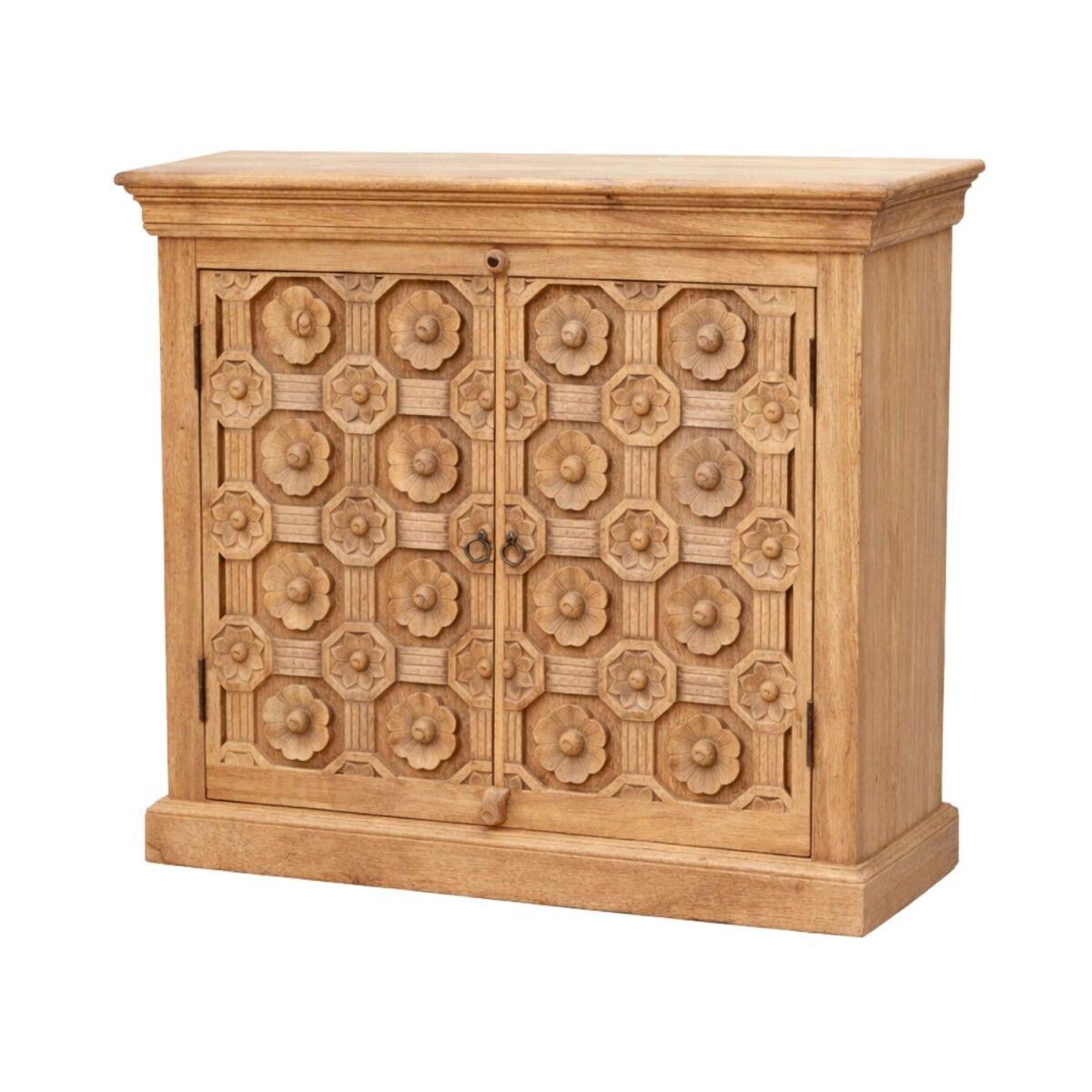 Kommode Saho braun aus Massivholz handgeschnitzt Boho Stil 8