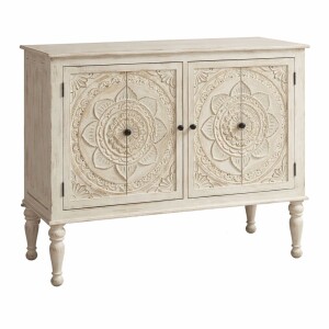 Kommode Vanaja aus Massivholz handgeschnitzt Mandala...