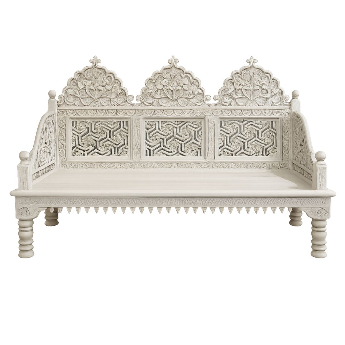 Handgeschnitzte Sitzbank aus Massivholz  box