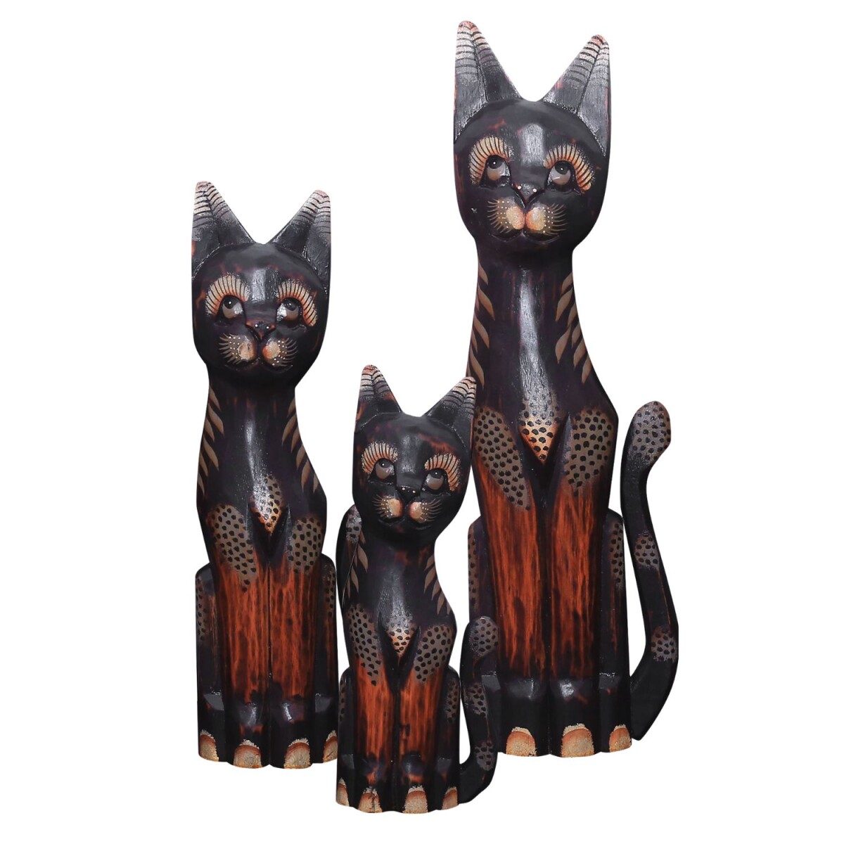 Katze Jasmin Holzfigur 3er Set 30, 40 &a box