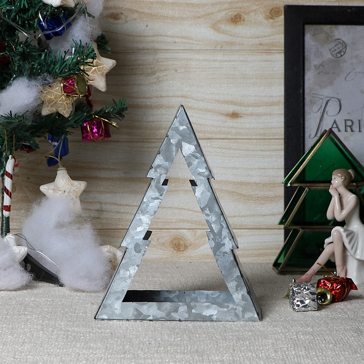 Teelichthalter Christbaum 20cm Silber aus Metall Aukje