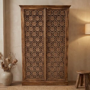 Highboard Rati 195cm Massivholz Vintage Boho Handarbeit