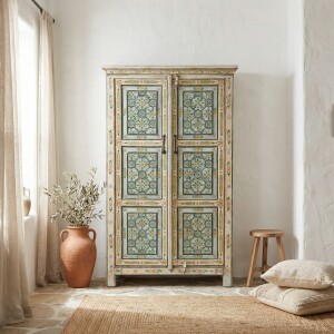 Highboard Reekha 150cm Holz Boho Vintage Handbemalt