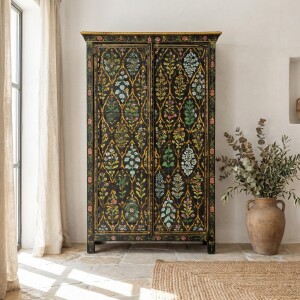 Highboard Reshma 150cm Massivholz Vintage Boho Handbemalt
