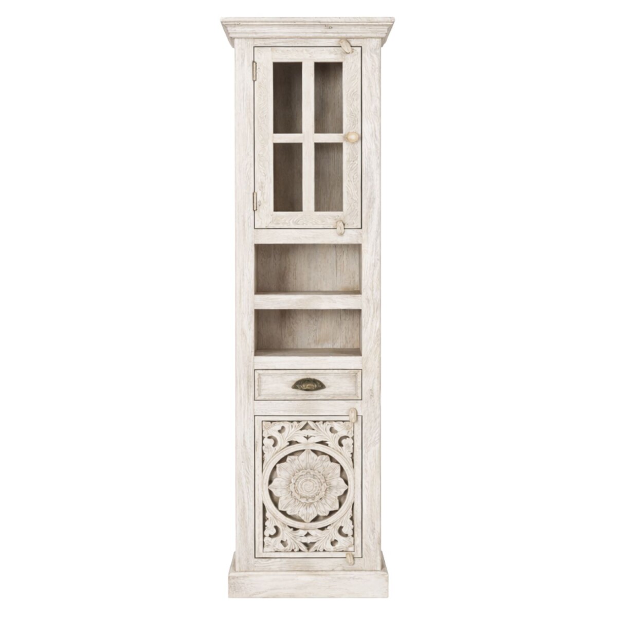 Badezimmerschrank Kirpal Weiss orientalisch Massivholz 188cm