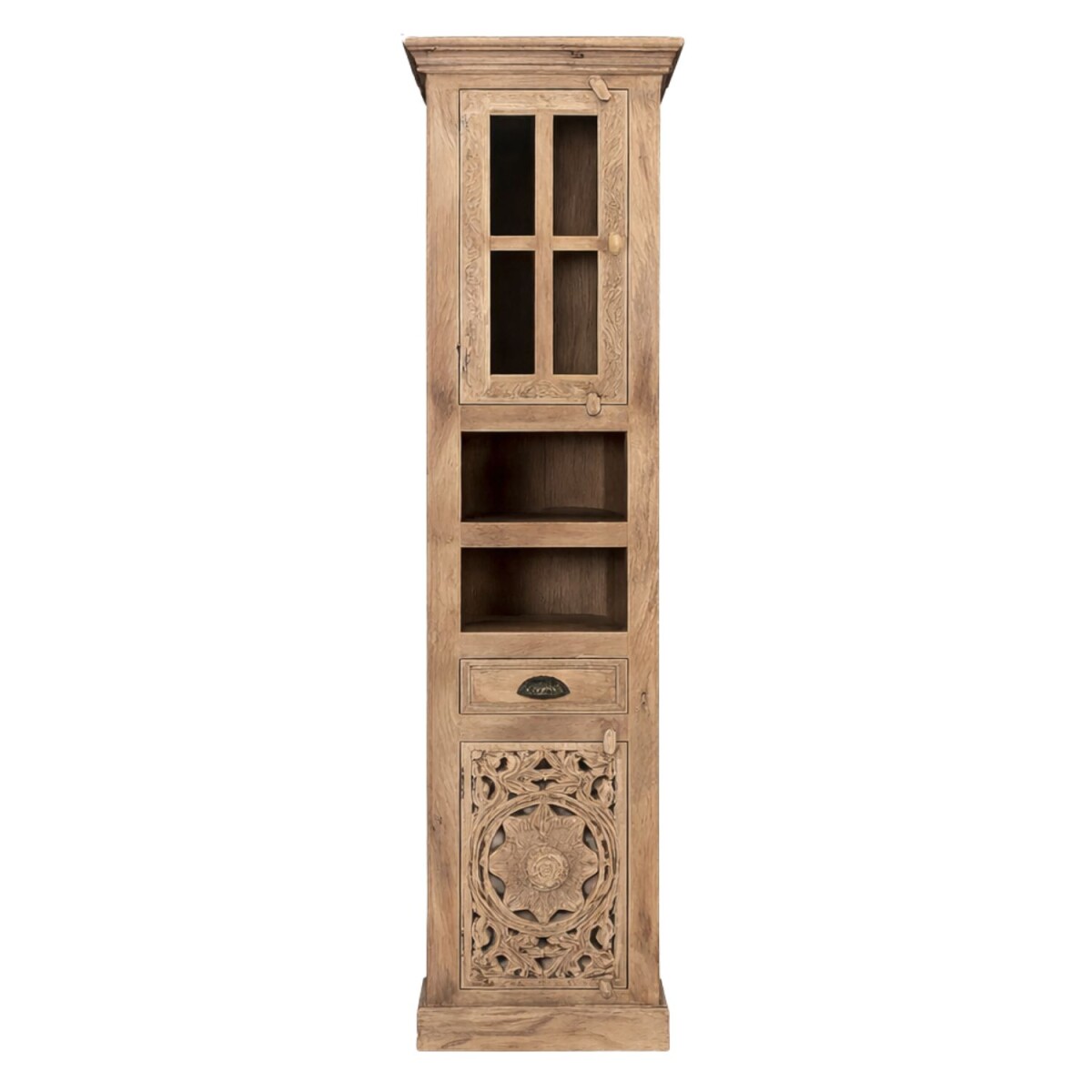 Badezimmerschrank Kirpal Natur orientalisch Massivholz 188cm