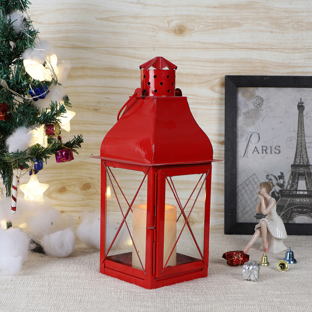Windlicht Laterne Visby Rot 34cm groß