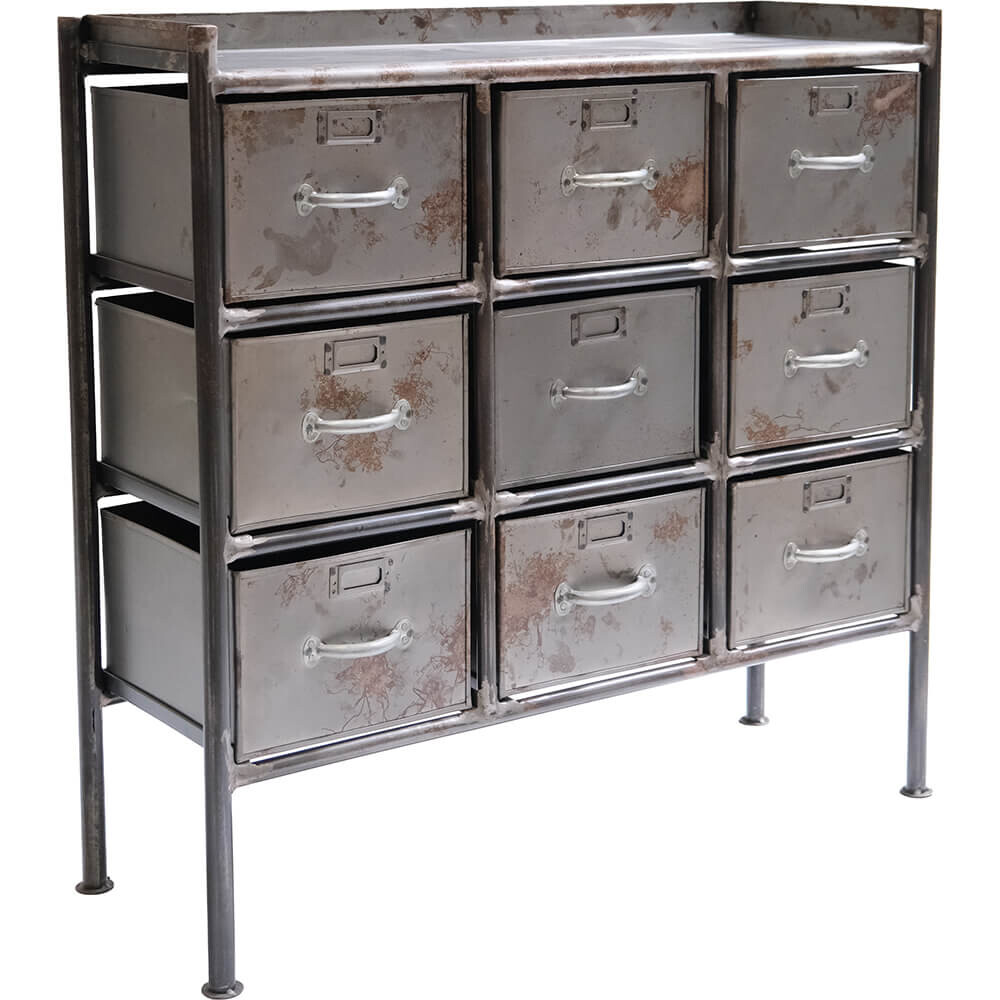 Saga Kommode Eisen - 9 Schubladen box