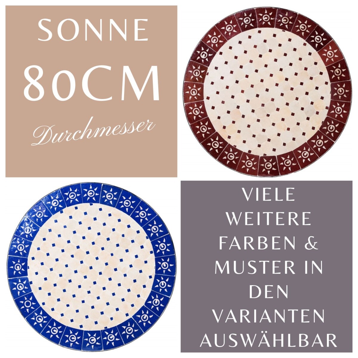 Marokkanischer Mosaiktisch Sonne 80cm |  box