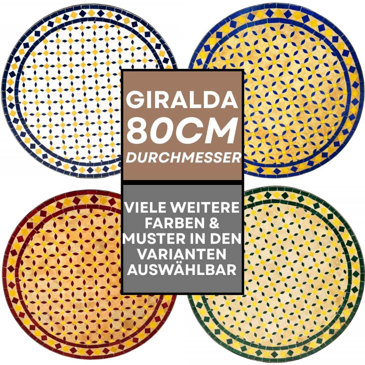 Marokkanischer Mosaiktisch Giralda Gartentisch aus Mosaik &a