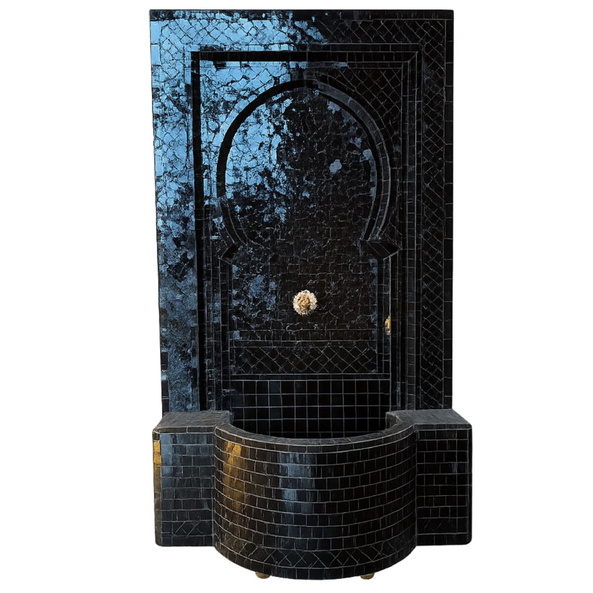 Marokkanischer Mosaik Gartenbrunnen 130cm | Boho Zimmerbrunn