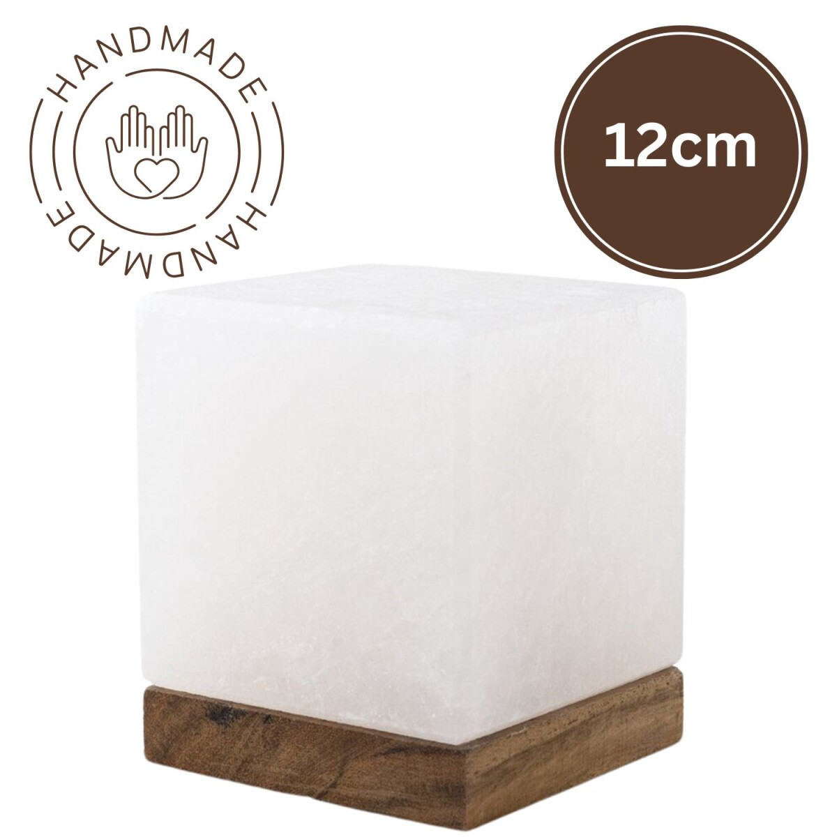 Beleuchteter Salzkristall KUBUS 12cm White Line Natur Design