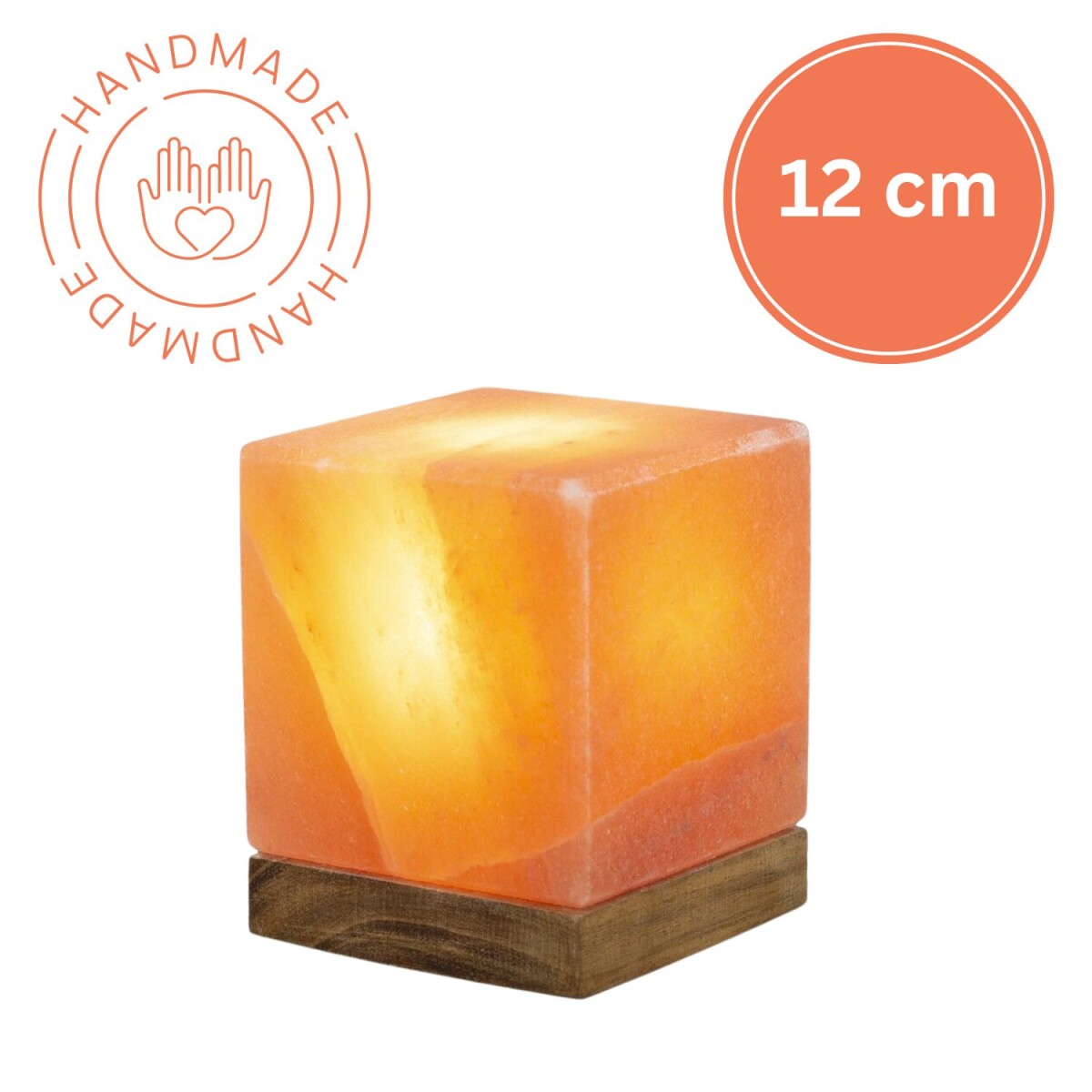 Beleuchteter Salzkristall KUBUS 12cm Salzkristall Licht Natu