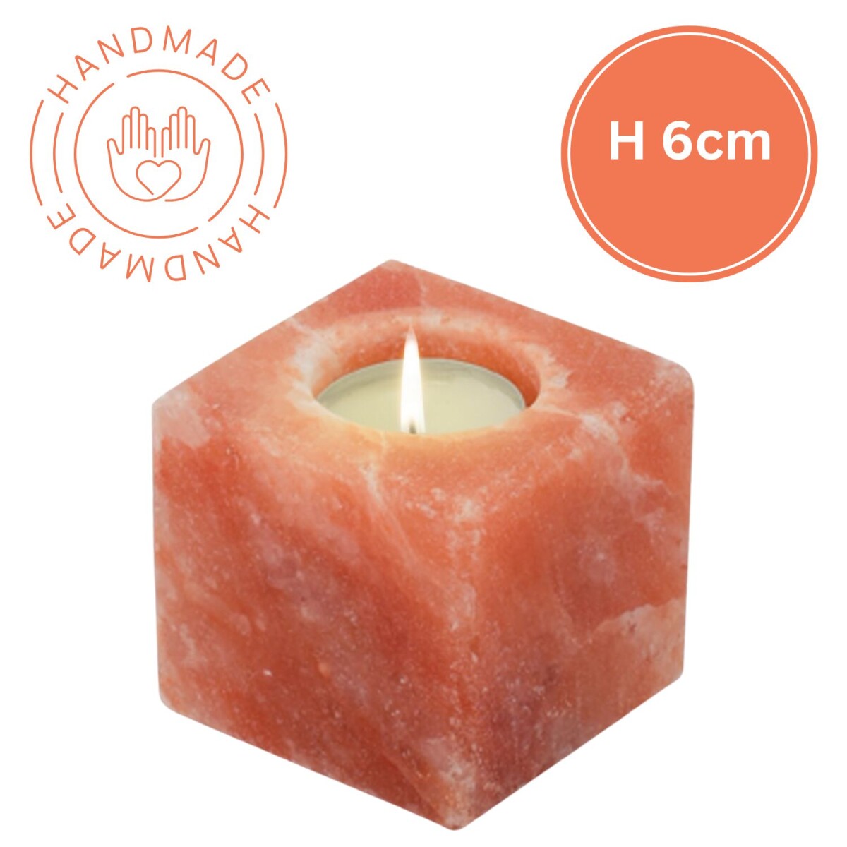 Salzkristall Teelichthalter Kubus | Hand box