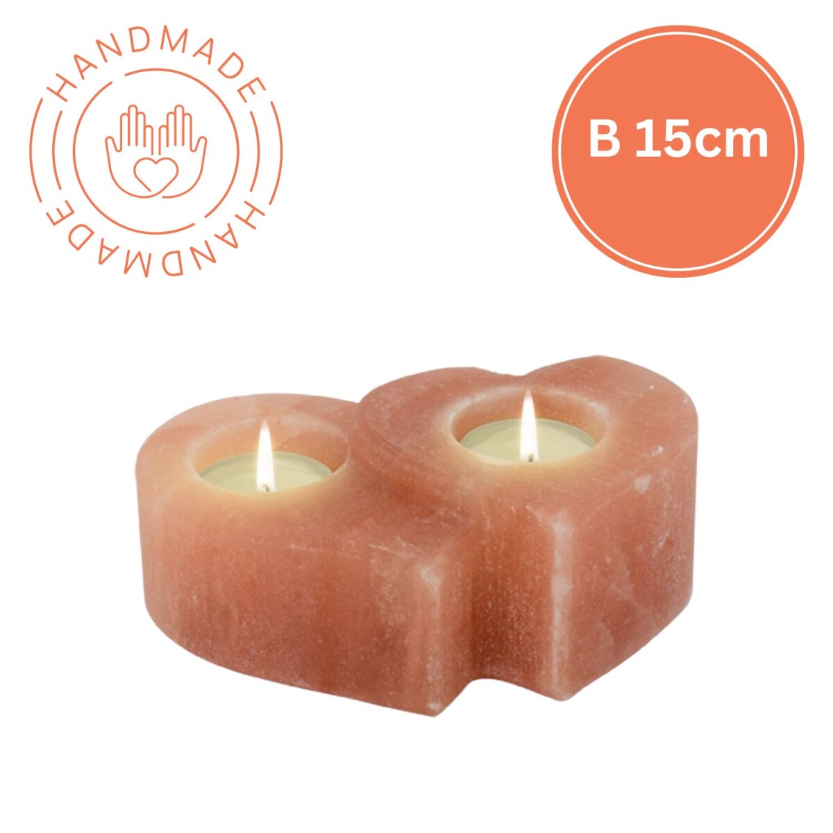 Salzkristall Teelichthalter TWIN HEART | box