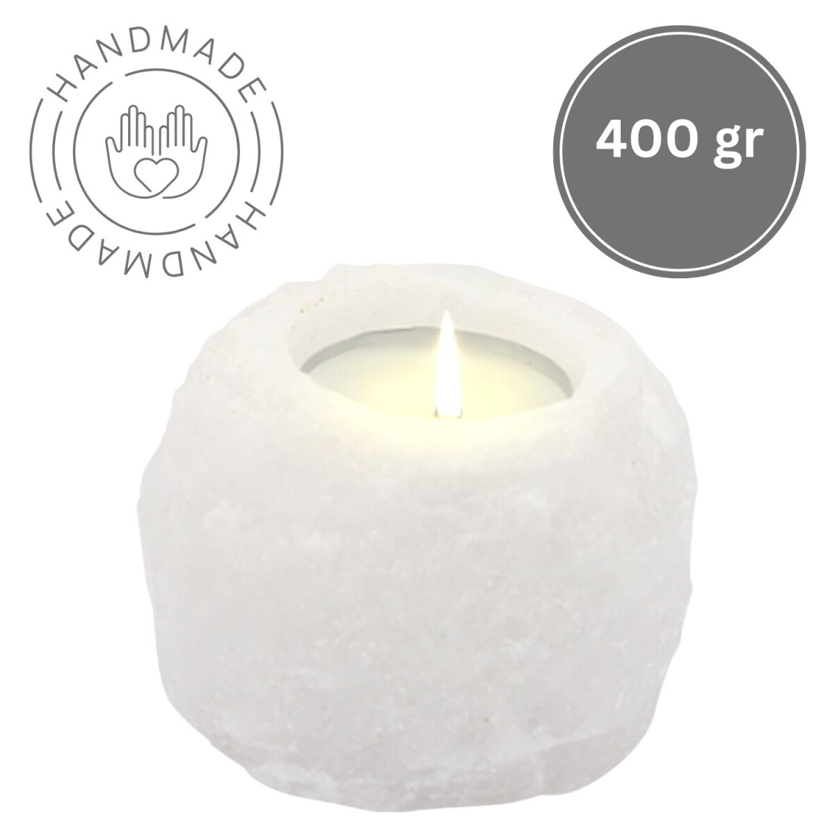 Salzkristall Teelichthalter ROCK White L box