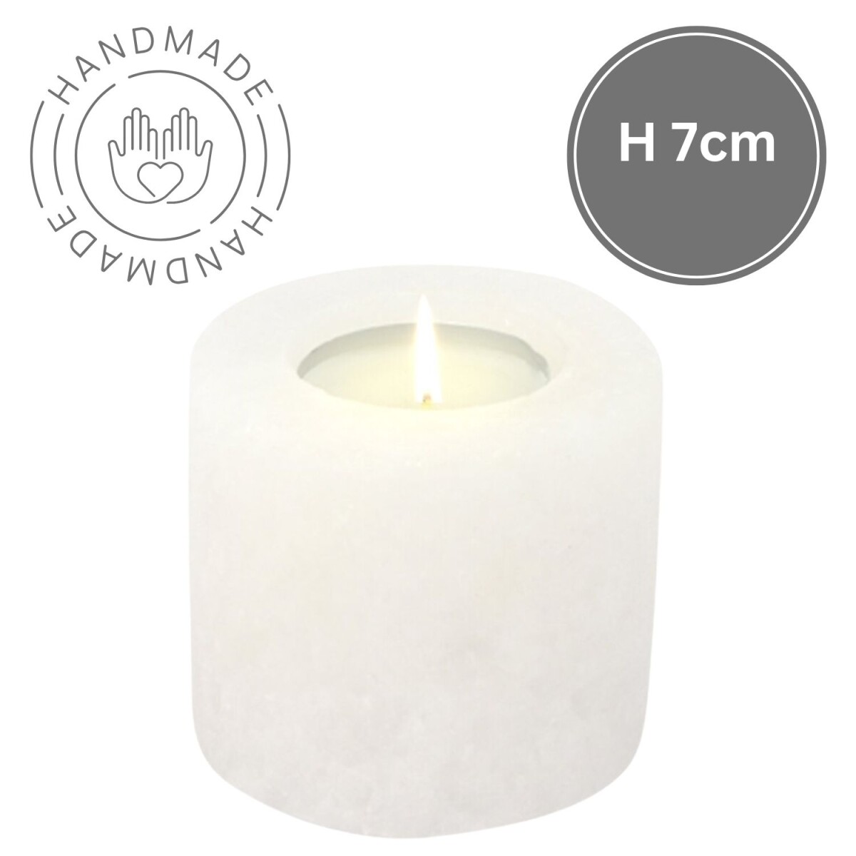 Salzkristall Teelichthalter Zylinder Whi box