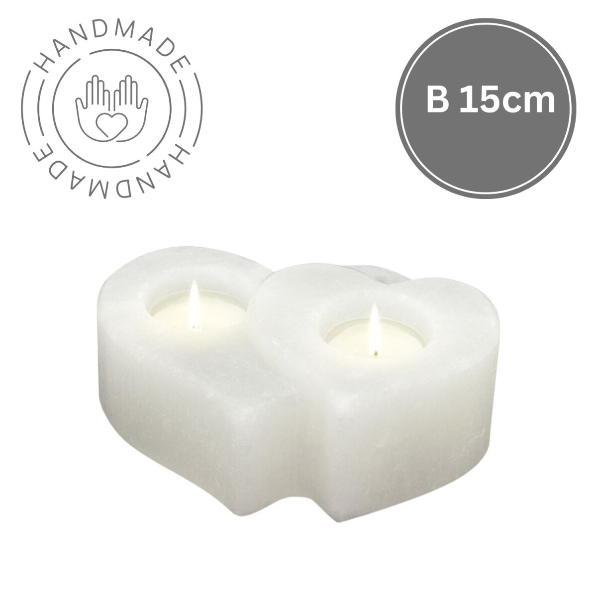 Salzkristall Teelichthalter TWIN HEART W box