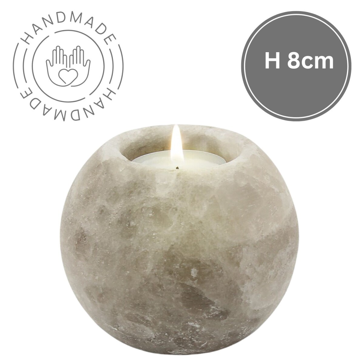 Salzkristall Teelichthalter Rund Grey Li box