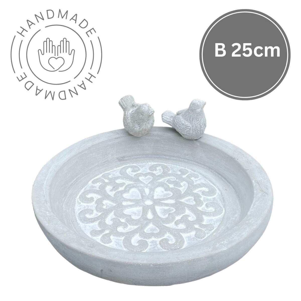 Zement Vogeltränke mit Vögelch box