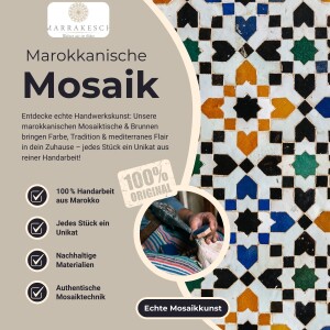Marokkanischer Mosaiktisch Marrakesch 120cm | Handarbeit
