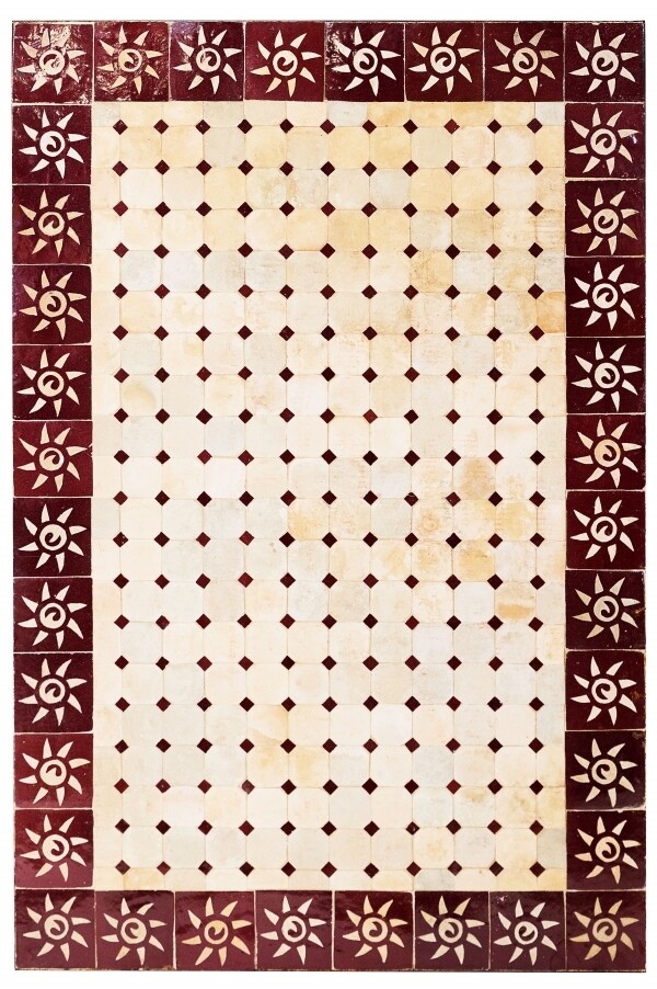 Marokkanischer Mosaiktisch Sonne Beige Bordeaux 120x80cm | H
