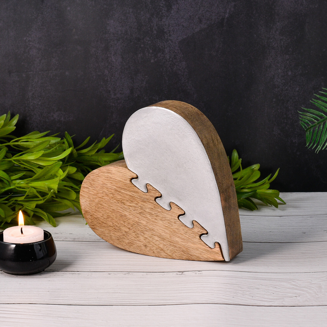 Dekoaufsteller Dekoobjekt Herz Puzzle Partnerset Amour 1