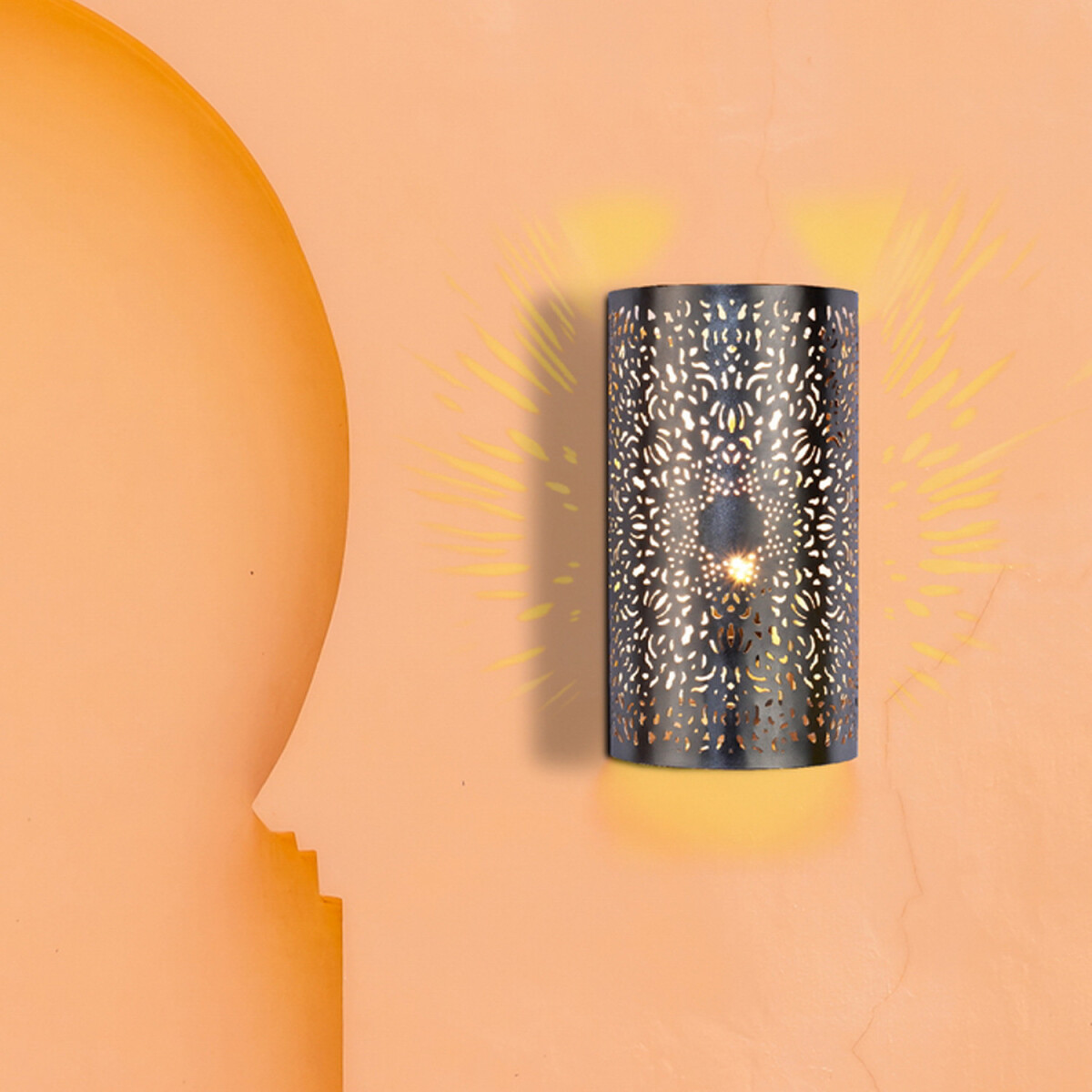 Orientalische Wandlampe Wandleuchte Wanddeko Yassan Silber