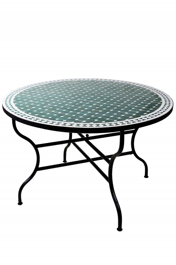 Marokkanischer Mosaiktisch Marrakesch Grün Weiss 120cm 
