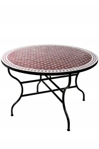 Marokkanischer Mosaiktisch Marrakesch Bordeaux Weiss...