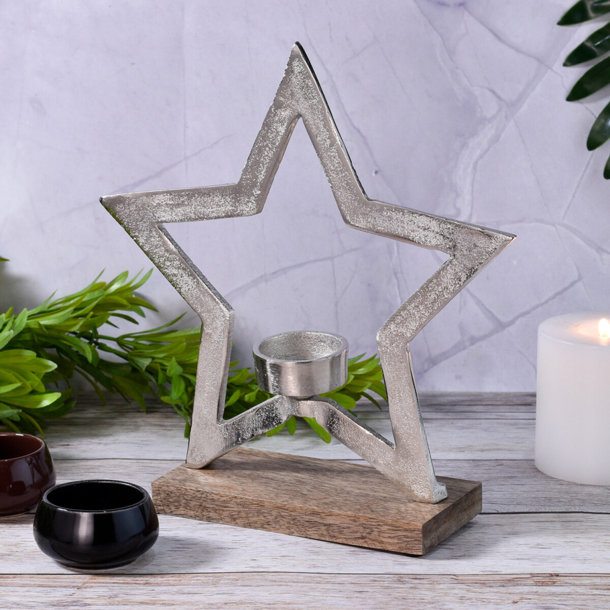 Stern Dekoaufsteller Dekoobjekt Silber Star -1-