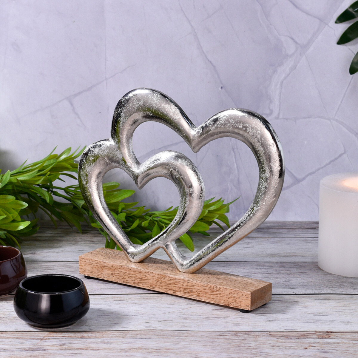 Herz Dekoaufsteller Dekoobjekt Silber Amour -9-