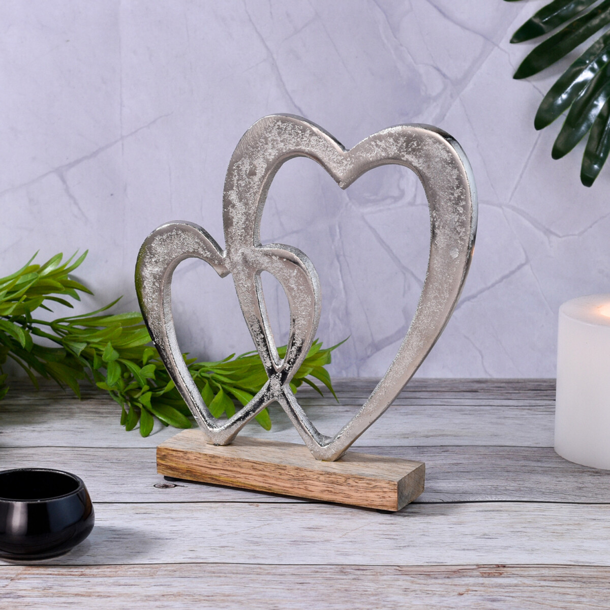 Herz Dekoaufsteller Dekoobjekt Silber Amour -10-