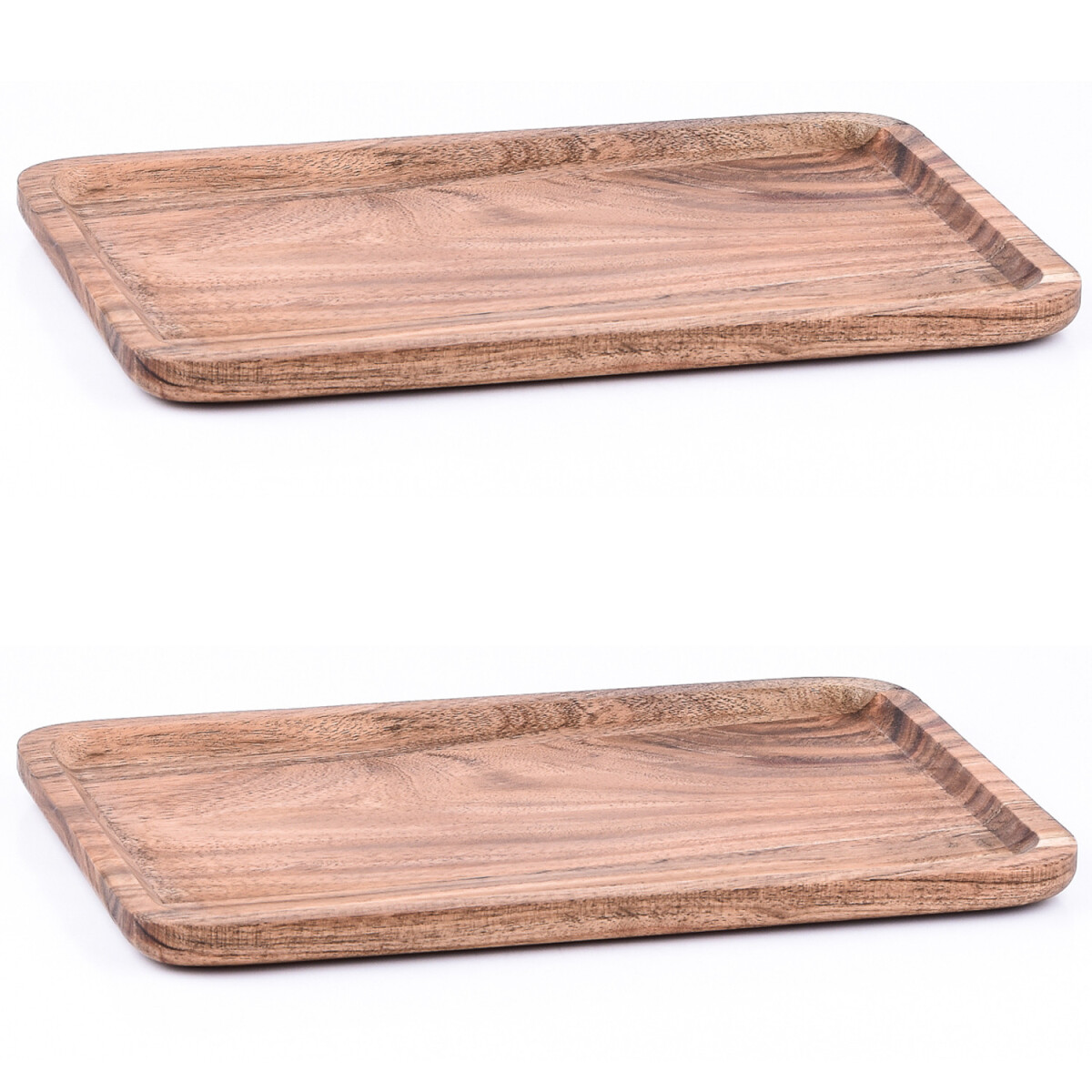 2er Set Akazienholz Serviertablett Servierbrett Anea 30x20cm