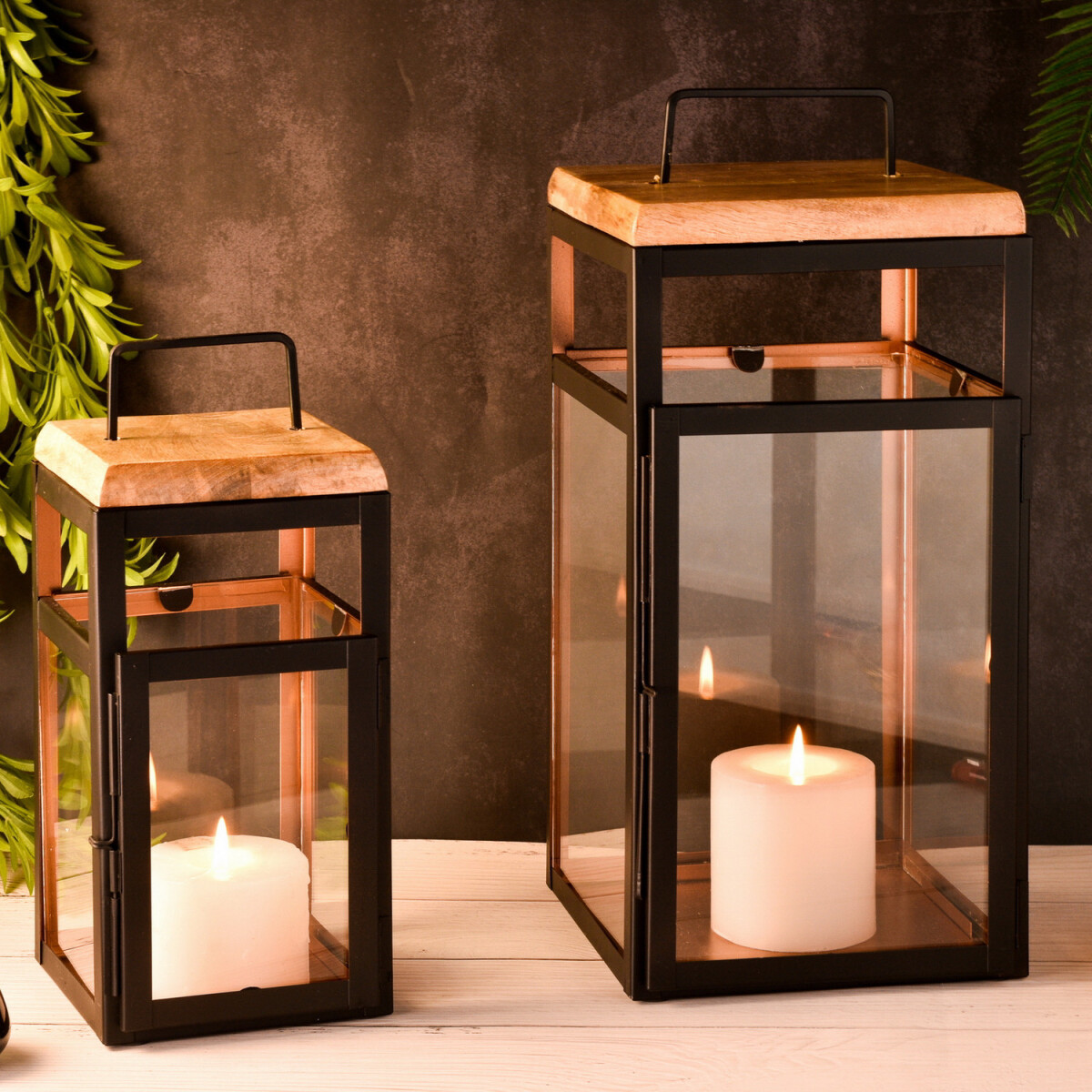 2er Set Skandinavisches Design Balkon Garten Windlicht Later