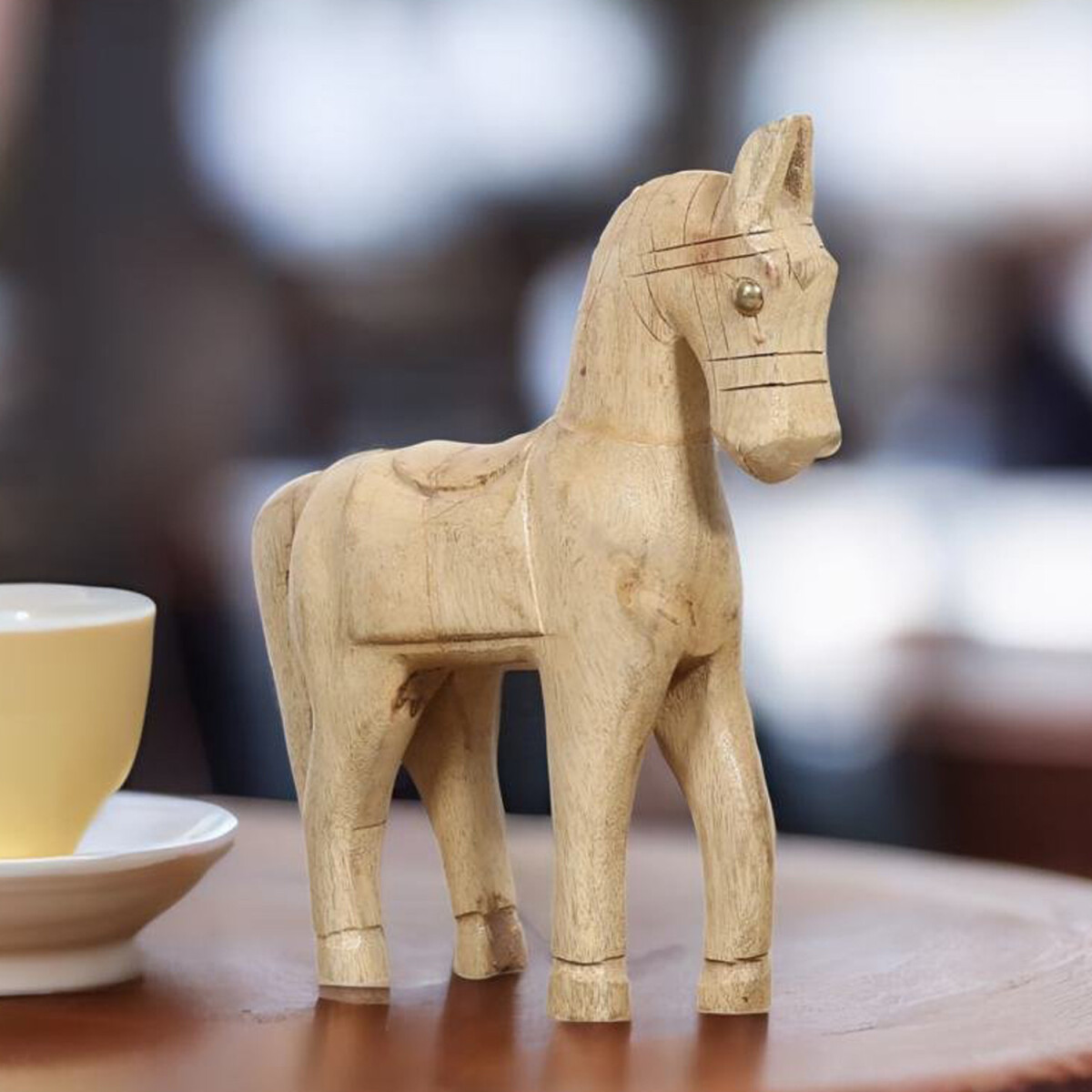 Tierfigur Dekofigur aus Holz als Tischdekoration Hevonen Nat