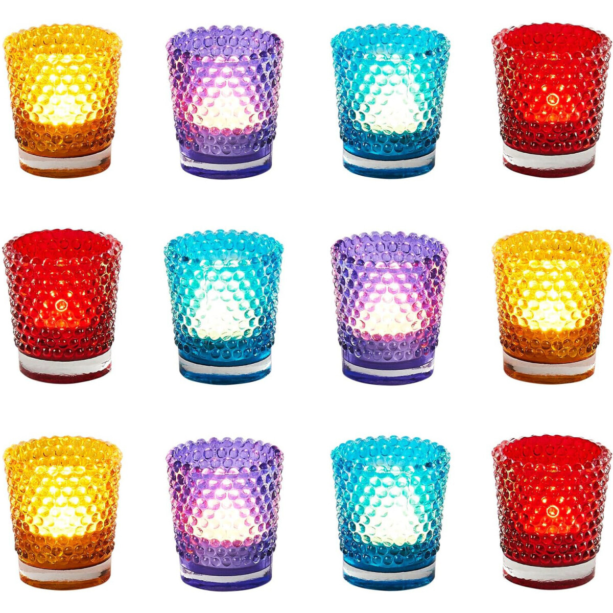 12er Set Fensterbank Deko Teelichtgläser Teelichthalter