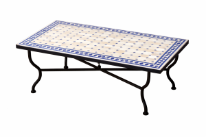 Marokkanischer Mosaiktisch Marrakesch Beige Blau 120x80cm...