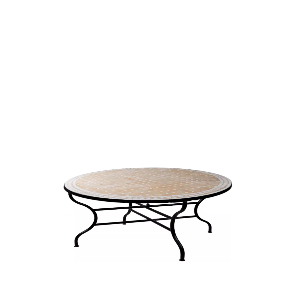 Marokkanischer Mosaiktisch Marrakesch Beige Weiss ø 1