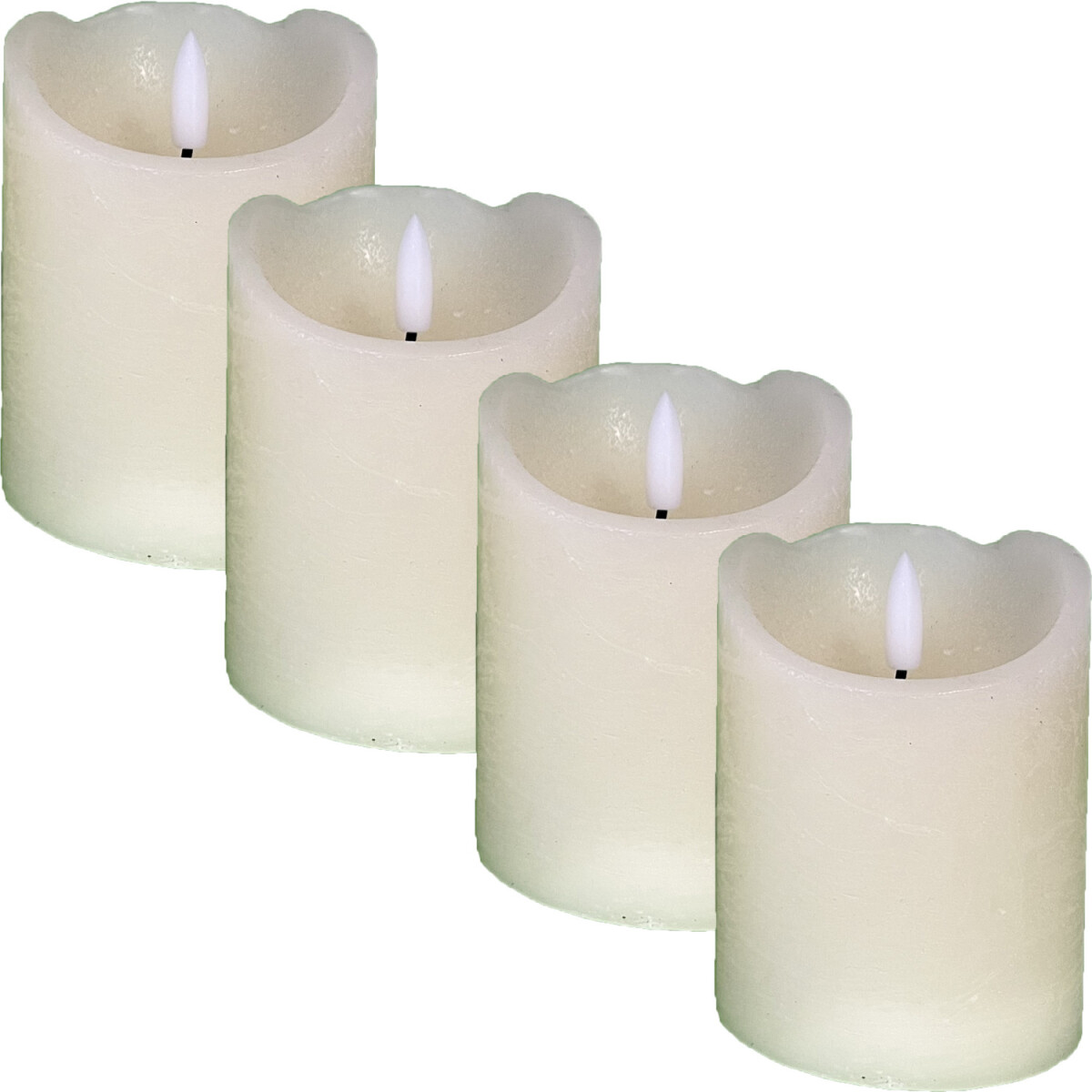 4er Set Vintage Echtwachs LED Kerze 10cm box