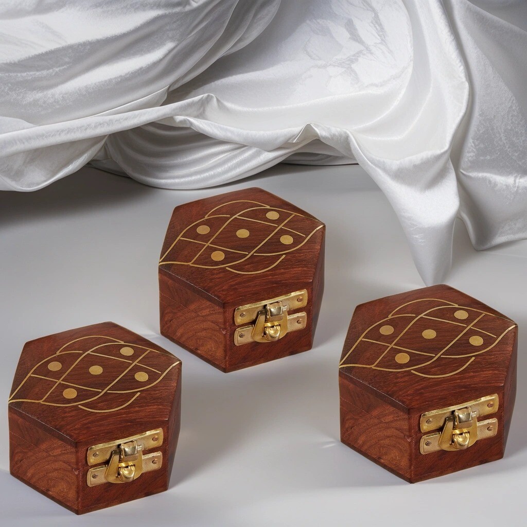 3er Set Schmuckkästchen aus Holz De box